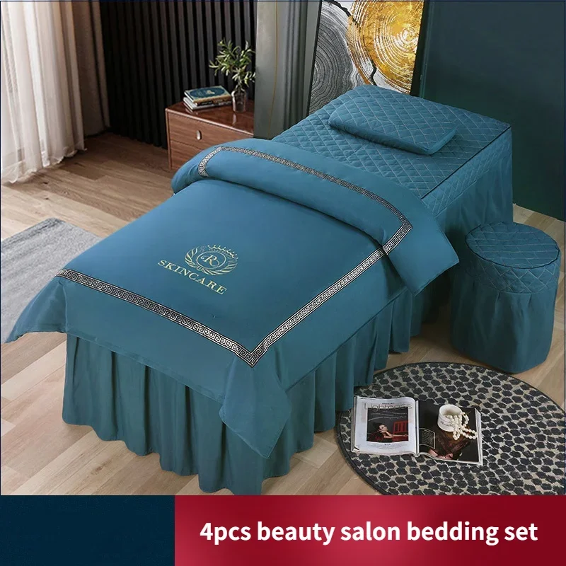 

Nordic Beauty Salon Bed Cover Massage Spa Bedskirt, Pillowcase, Stool Cover, Dulvet Cover 4pcs Bedding Sets