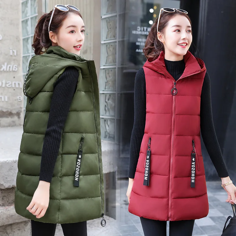 

Women's Winter Tops Jacket Cotton Coat Pure Color Vest Mid-length Warm Thickened Vintage New Comfortable Leisure Niche Versatile