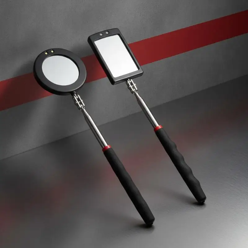 360 Degree Rotatable Telescopic Inspection Mirror With LED Light For Vehicle Gap Observation Repair Maintenance Hand Tool Parts