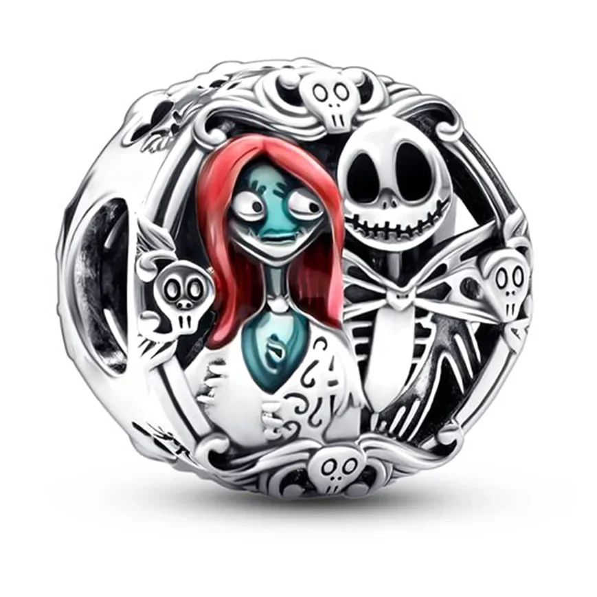 Fit Pandora Disney Halloween Sally Jack Skellington Beads The Nightmare Before Christmas Charm for Jewelry Making Women Bracelet