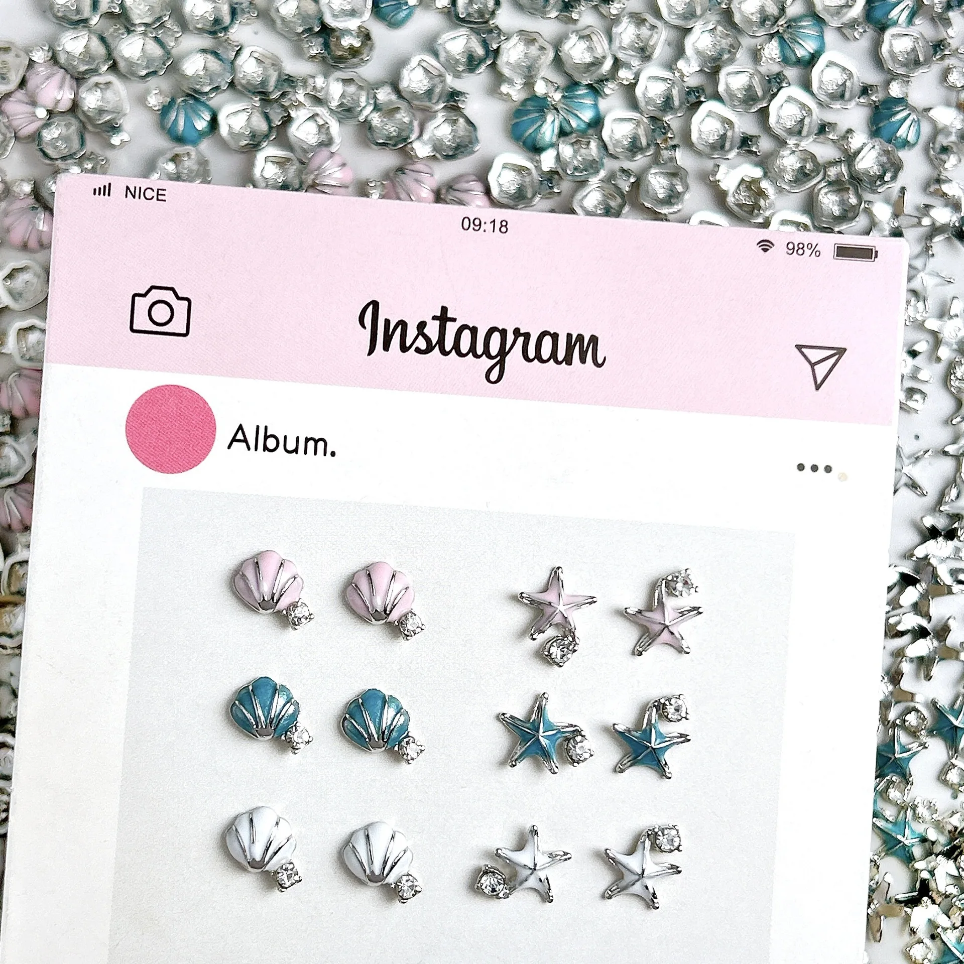 10Pcs Ocean Fantasy Nail Charms - 3D Alloy Starfish & Seashell Rhinestones for Mermaid-Inspired Manicures