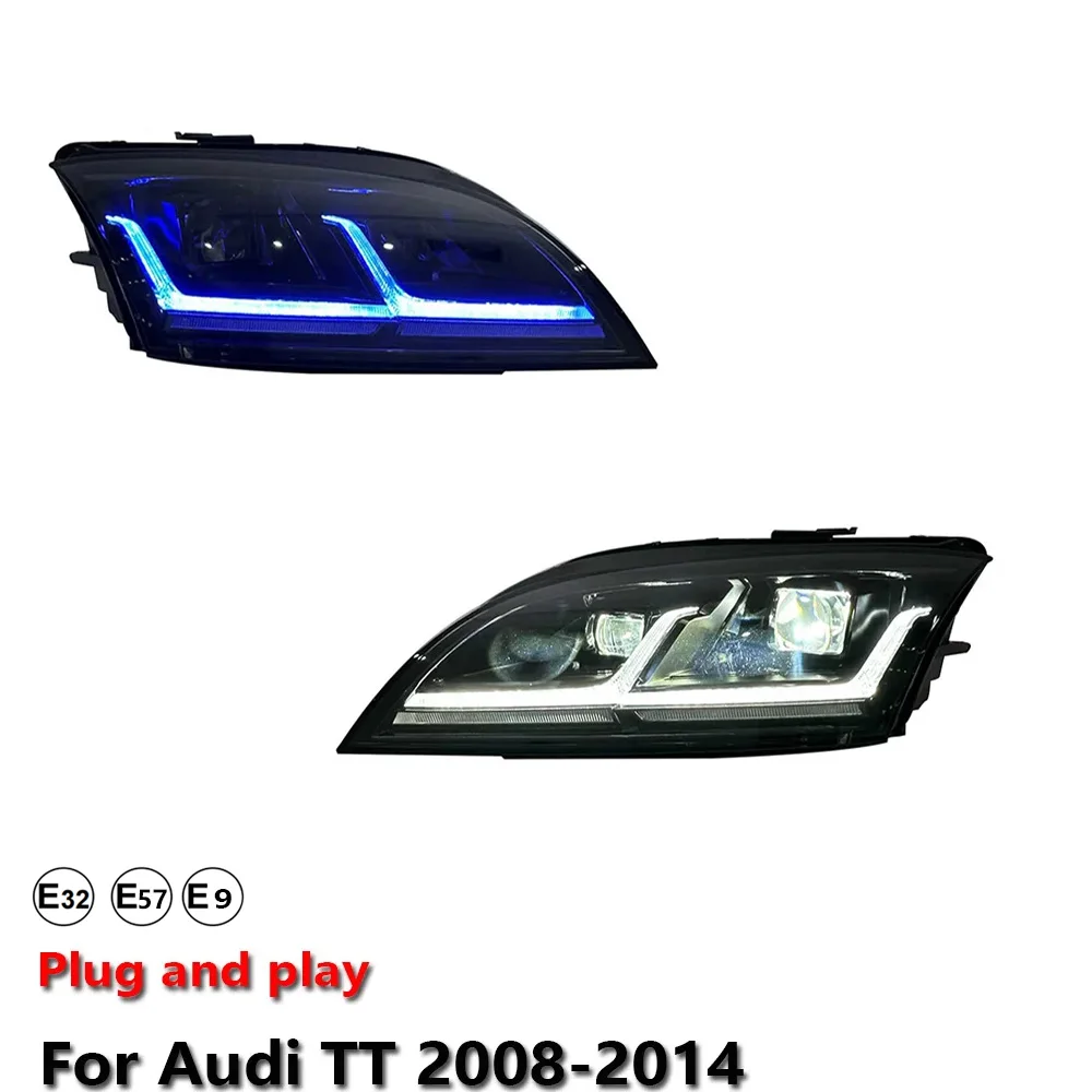 Car Accessories LED Headlight Light For Audi TT 2008-2014 Projector Front Headlamp DRL Brake Turn Signal Lamp Plug and Play