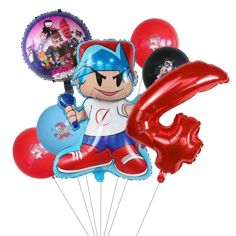 7Pcs Friday Night Digital Balloons Set Funkin Number Globos Children\'s Birthday Party Baby Shower Home Decorations Kids Toy Gift