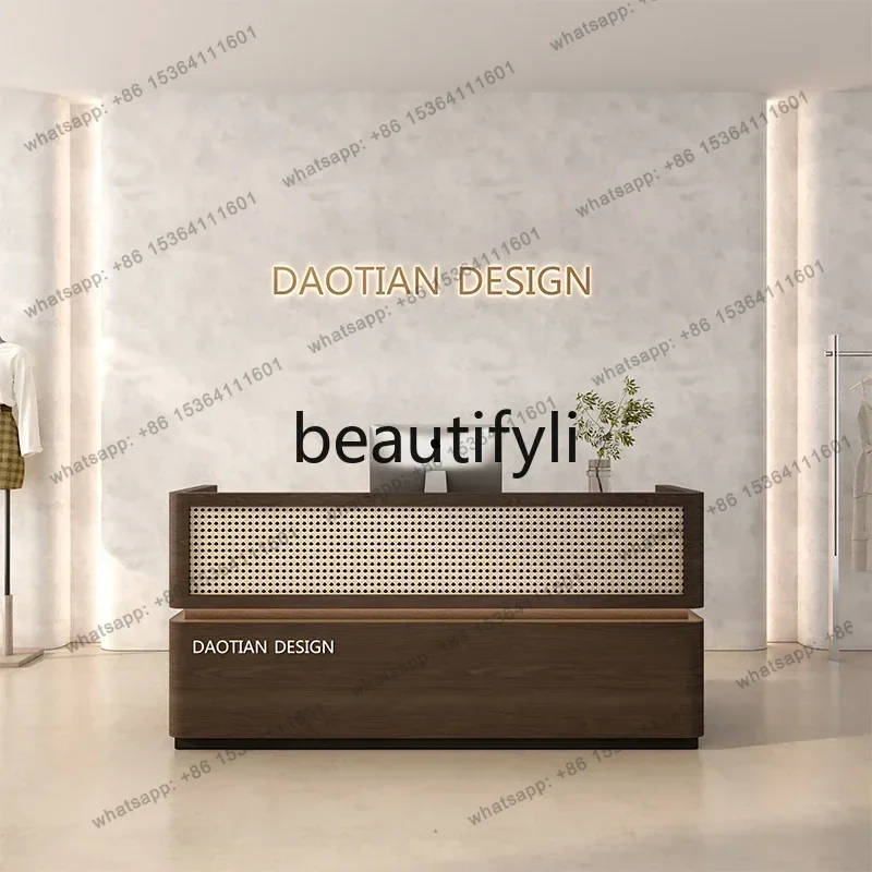 

D30Rattan wabi-sabi wind, cashier, Chinese tea restaurant, health center, beauty salon front desk