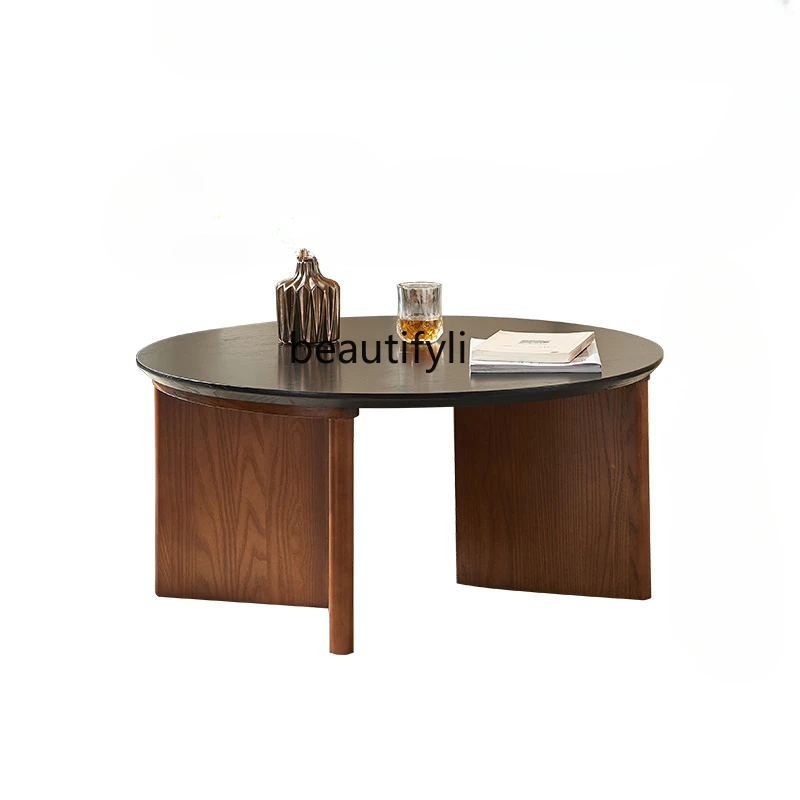 

Nordic Retro Coffee Table Solid Wood Living Room Home round Simple Modern Creative Designer Low Table Small Apartment
