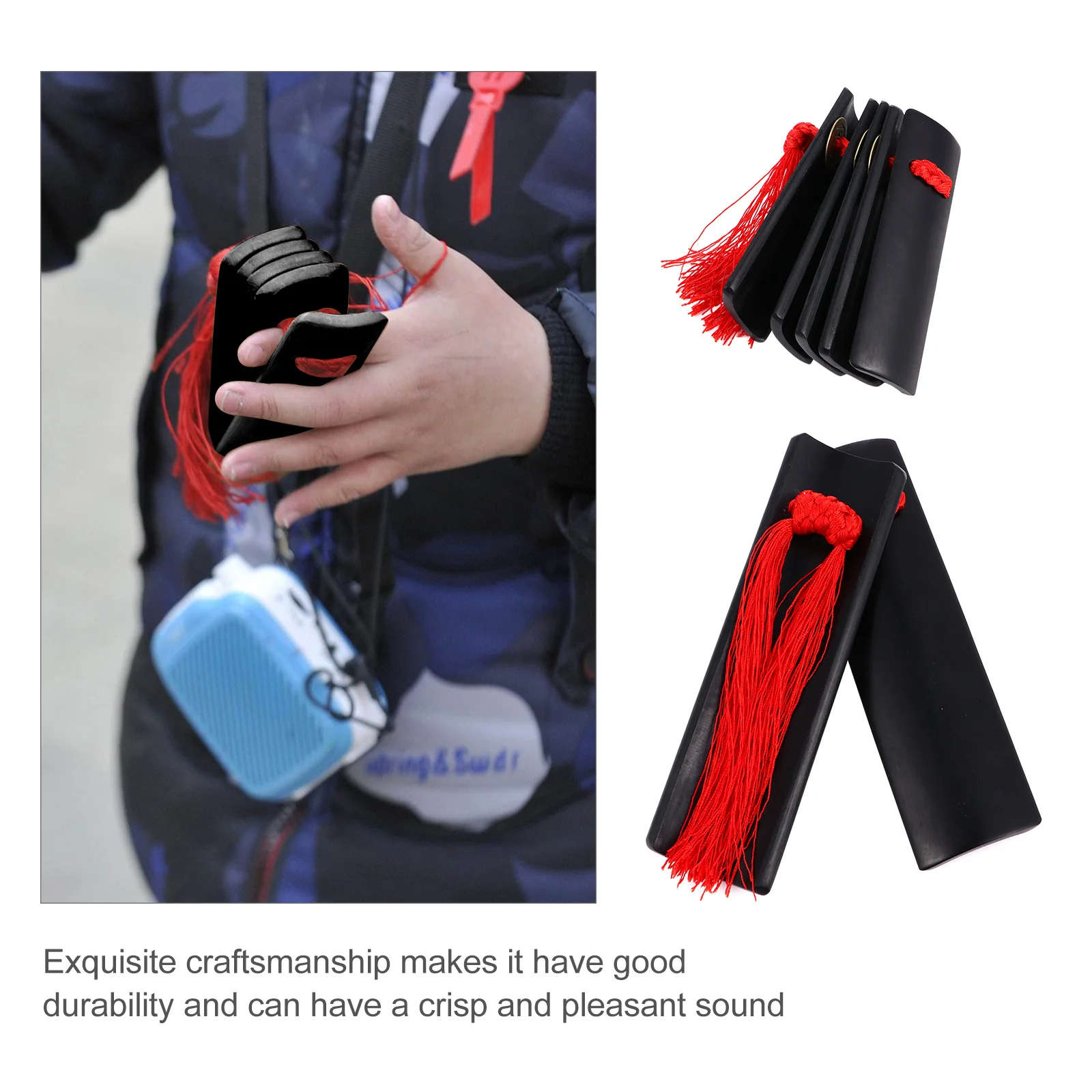 

1Pair Chinese Children's Kuaiban Bamboo Clapper Castanets Traditional Hand Percussion Instruments Durable Rhythm