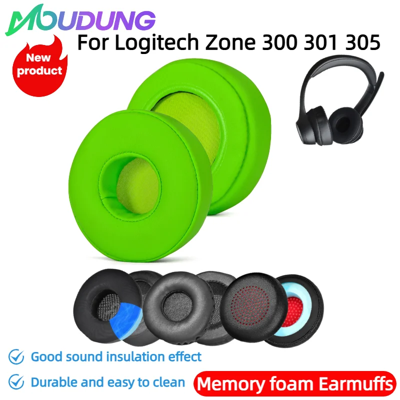 

MOUDUNG Soft Foam Protein Leather Headphone Ear Pads Compatible For Logitech Zone 300 301 305 Headset Earmuffs Repairing Parts