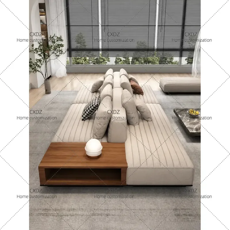 Italian Minimalist Double Sided Sofa Light Luxury High End Living Room Back to Back Villa Large Flat Horizontal Hall Module
