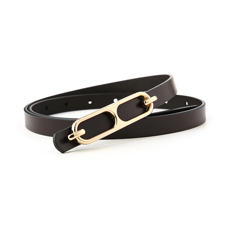New small waist belt, pants belt, student belt, square buckle, simple and versatile, fashionable decoration, retro cowhide