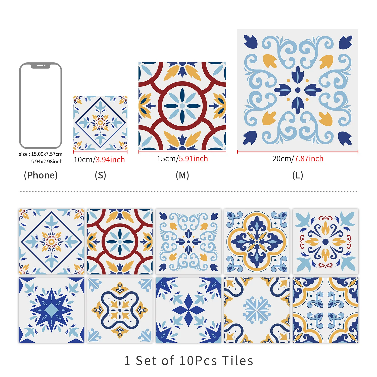 

Peel & Stick Wall Panels Waterproof - 10-Pack Mandala Tile Stickers for Kitchen/Rental Splashguard
