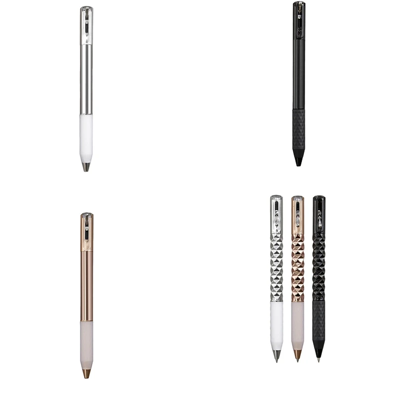 Geometric Metal Crinkle Pen Fidget, Stress Relief Metal Shape Shifting Switchpen, 0.5Mm Retractable Gel Pen