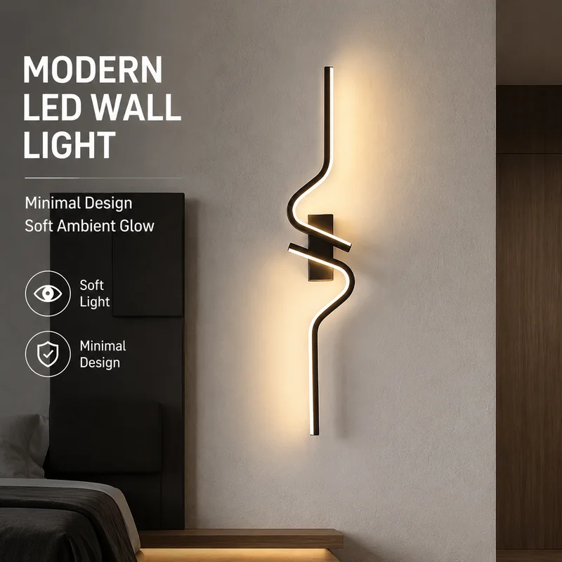 Fishhook Wall Sconce Modern LED Pendant Light Aluminum Minimalist Decorative Accent for Living Room Bedroom Home Decor Lighting