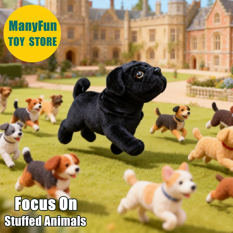 

Black Pug Plush Toy Realistic Pug Plushie Lifelike Pug Dog Stuffed Animal Bulldog Simulation Doll Toy Gifts Collectors