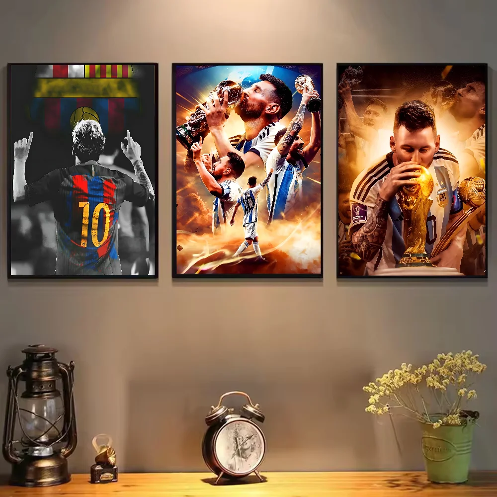 1 قطعة نجم كرة القدم L-Lionel M-Messi المشارك ذاتية اللصق الفن ورق مقاوم للماء ملصق مقهى بار غرفة جدار ديكور