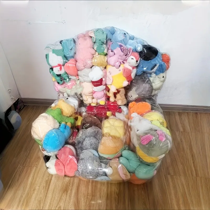 Large Capacity Transparent PVC Sofa Toy Storage Double Zipper for Easy Cleaning & Storing Plush Toys Dolls Organizer Spacesaving view 6