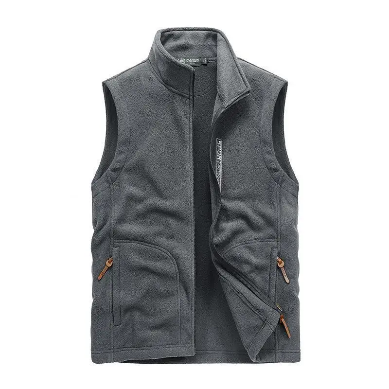 

Autumn men's outdoor casual plus size fleece vest men's fleece warm and fashionable stand collar