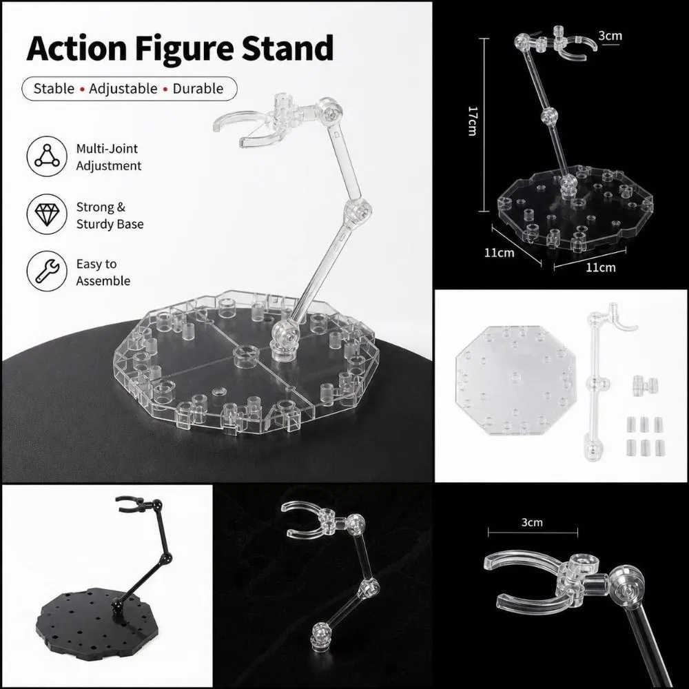 Perfect Transparent Action Figure Display Stand Assembly Movable Gundam Models PVC Rack Action Base Stand Dolls Accessories