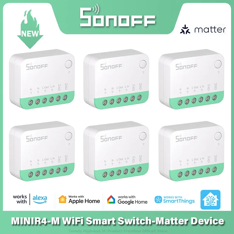 

Смарт-выключатель SONOFF MINIR4M с поддержкой Wi-Fi и голосовым управлением