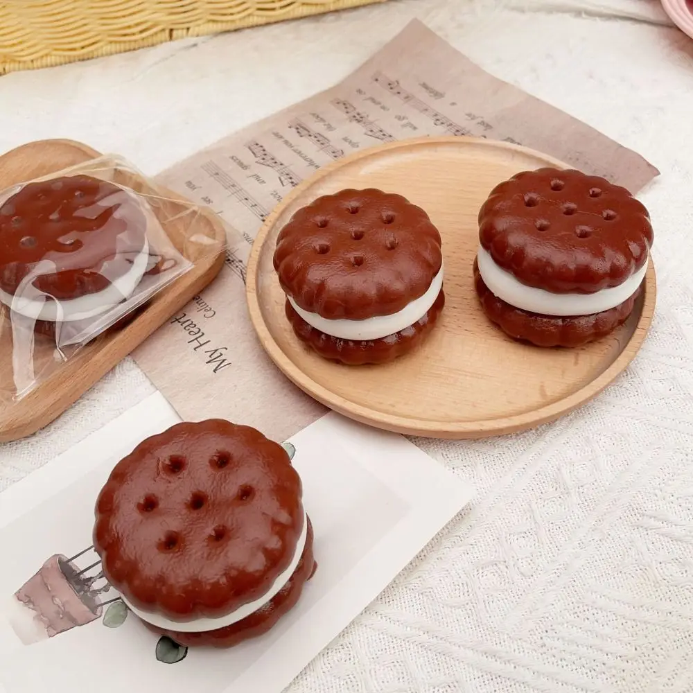 Simulação de comida lenta subindo pão pegajoso macio criativo lento rebote brinquedo ins bonito biscoito de chocolate espremer brinquedo crianças presente