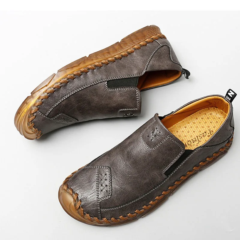 Zapatos informales hechos a mano para hombre, mocasines cómodos con cordones, transpirables, talla grande 48