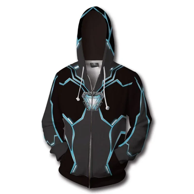 Herbst und Winter neuer Herren-Kapuzenpullover, 3D-gedruckt mit Marvel Spider Man-Muster, Outdoor-Sport, Reißverschluss, modischer