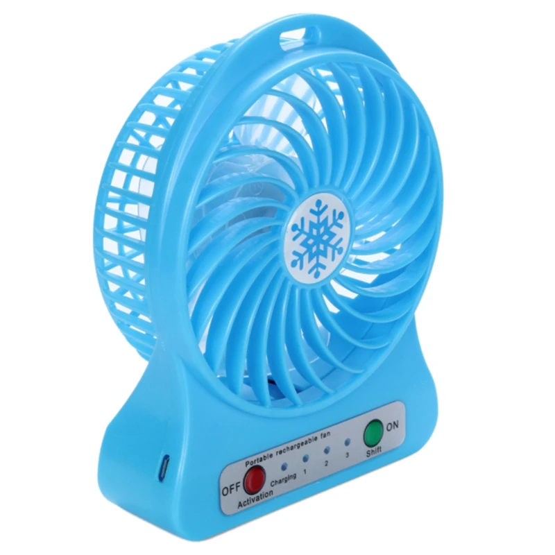 Draagbare Oplaadbare Mini Ventilator Luchtkoeler Mini Bureau Ventilator Usb Koeling Oplaadbare Handheld Fans Blauw