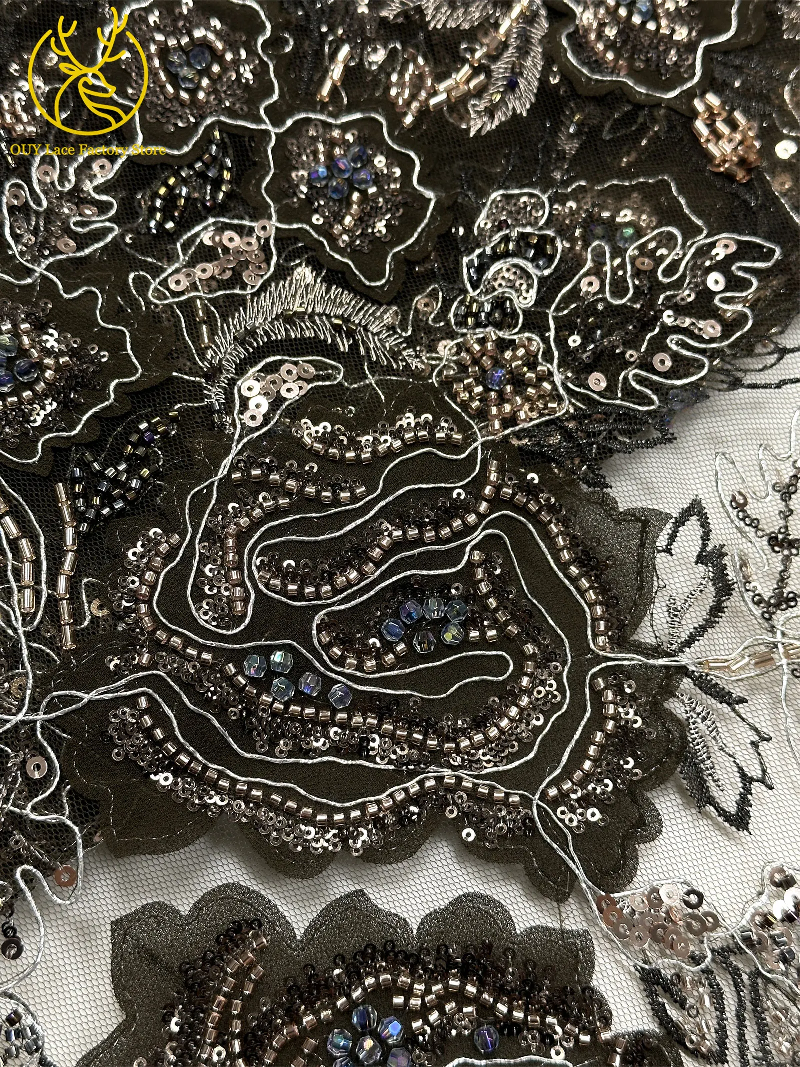 Modische Elegante Französische Brautkleid-Spitze mit Stickerei und Perlen 2026 Hochwertige Nigerianische Afrikanische Pailletten-Spitze für Hochzeitskleider – Detail 26