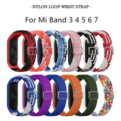 Correa de nailon para XiaoMi Mi Band 7, 6, 5, 4, 3, pulsera deportiva elástica ajustable, repuesto de pulsera