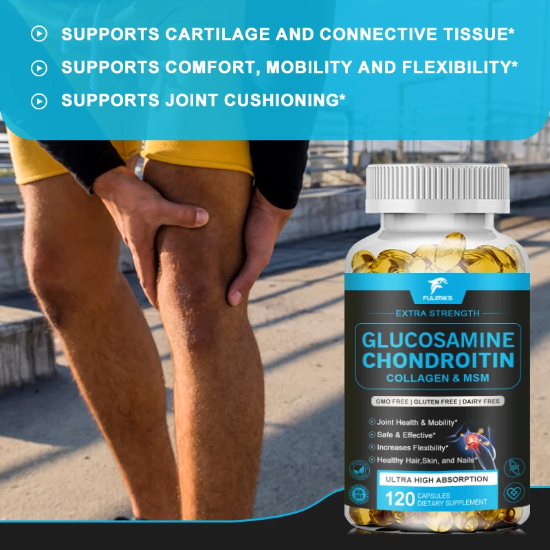 Glucosamine and Chondroitin Capsules Relief Pain Joint Helps Inflammation Response & Relieves Back and Knee Discomfort