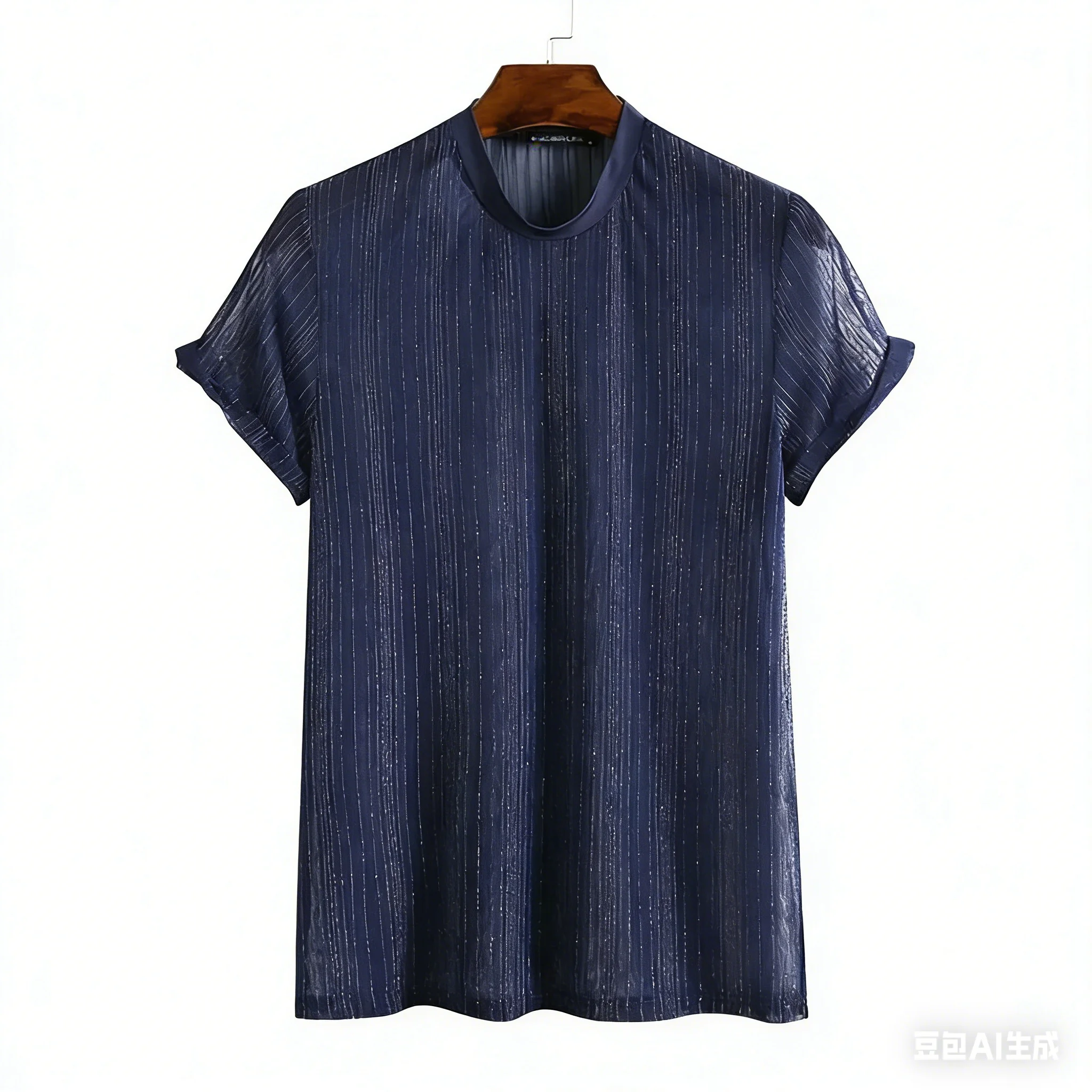Durchsichtiges, gestreiftes Mesh-T-Shirt für Herren, durchsichtiges, dünnes Kurzarm-Oberteil, durchsichtiges T-Shirt, Nachtclub-Party-Bluse, Party-Unterhemd