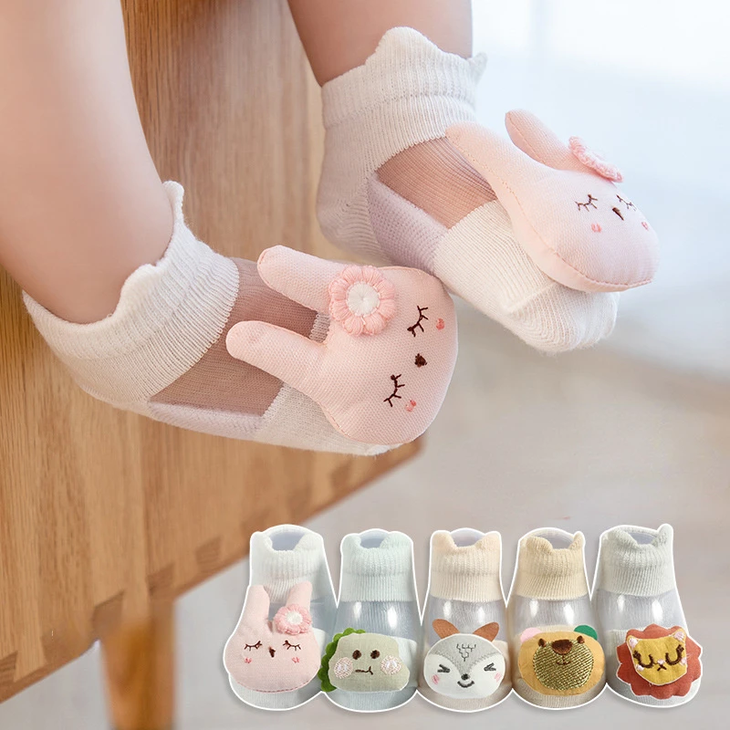 

Korean Cute Cartoon Animal Doll Baby Short Ankle Socks Summer Thin Mesh Home Floor Stockings for Boys Girls Newborn Infant