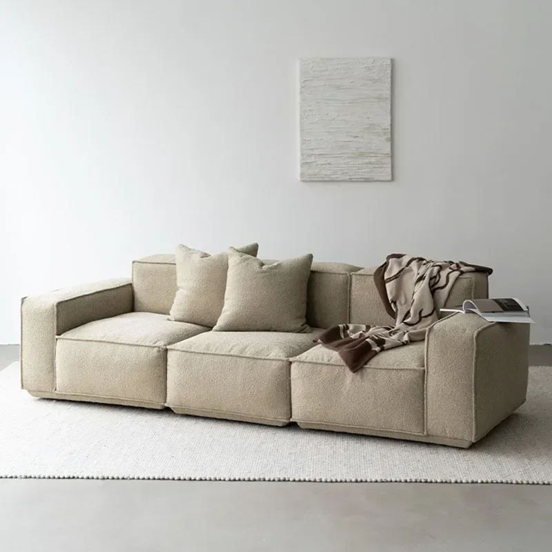 Nordic fashion light luxury tofu block minimalist module combination designer home living room down corner fabric sofa