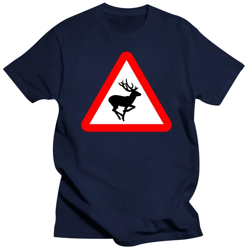 Sunlight Road Sign Deer Tshirt Men 100% Cotton Men's Tee Shirt Crew Neck Short Sleeve