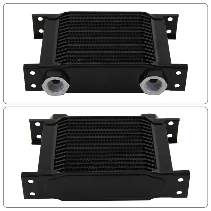 

10/13/16/19/25/34/44 Row Oil Cooler Transmission Engine M22×1.5 Female Ports 128MM Thickness 50mm Universal Black Aluminum