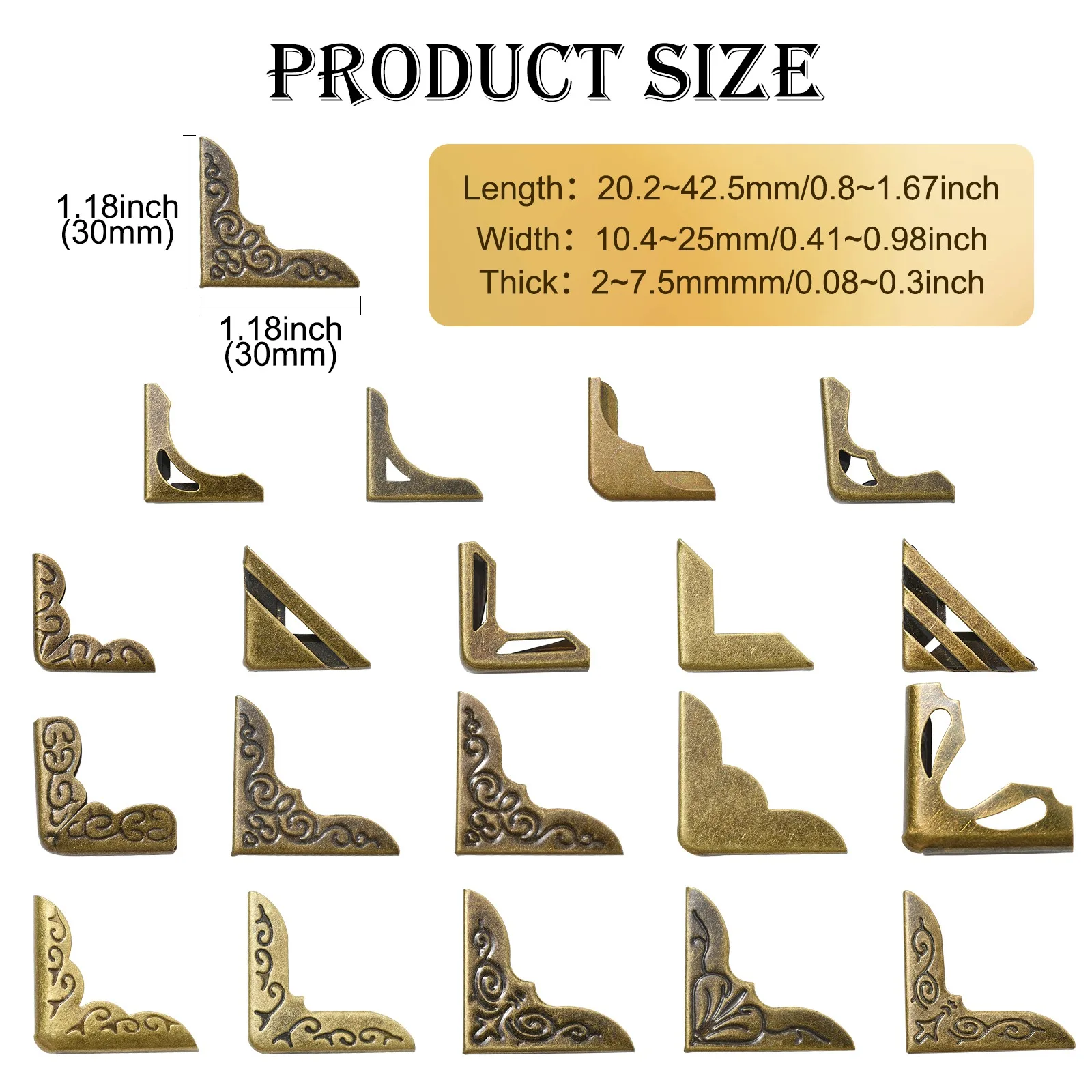 95Pcs Antique Bronze Book Corner Protectors Triangle Decorative Metal for Scrapbooks Albums