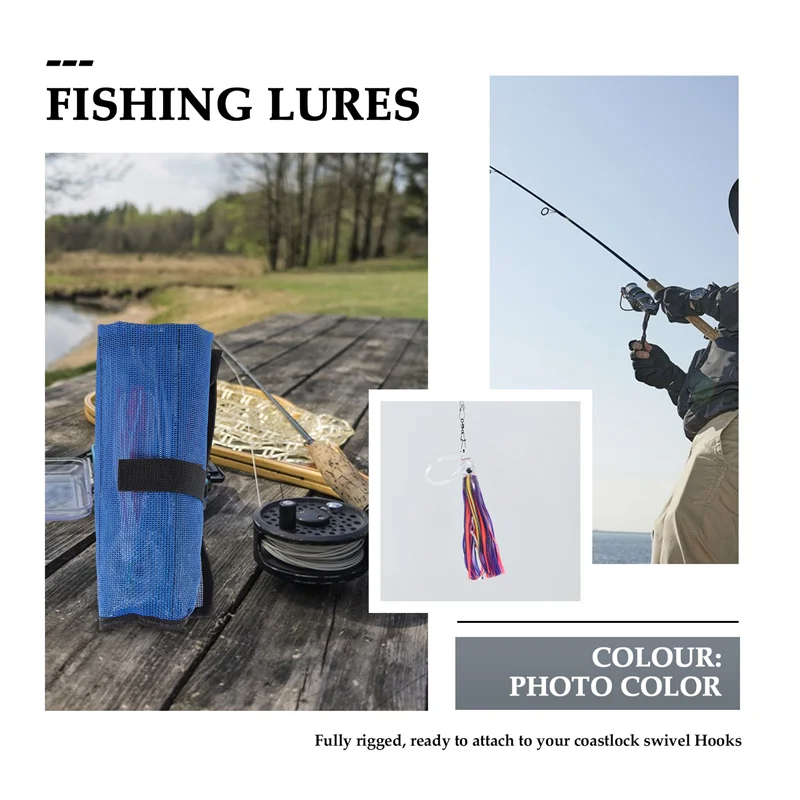 AA67-1 Set Of 6Pcs 6.5 Inch Trolling Skirt Lures Marlin Tuna Big Game Octopus Fishing Lures Ocean Boat Trolling Fishing Lures