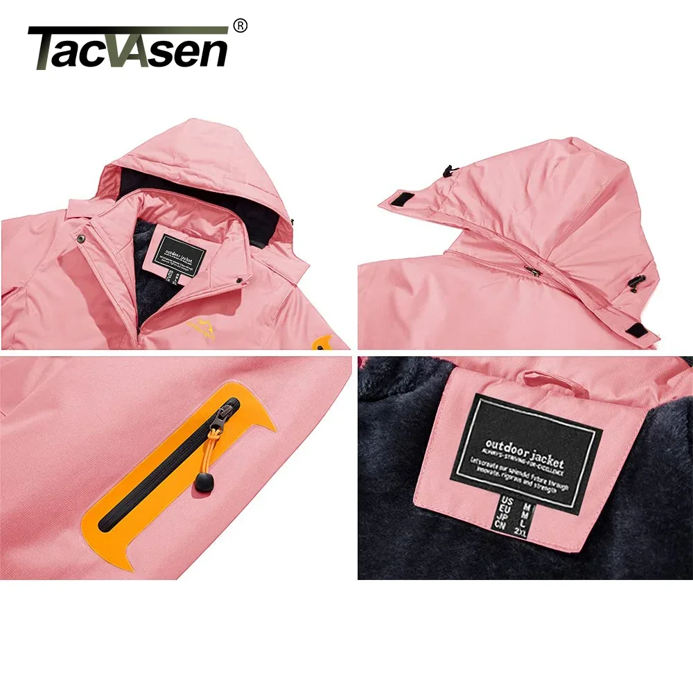 TACVASEN Womens Winter Fleece Jackets Waterproof Snowboard Ski Jacket Coat Outdoor Camping Hiking Jackets Windbreaker Parka