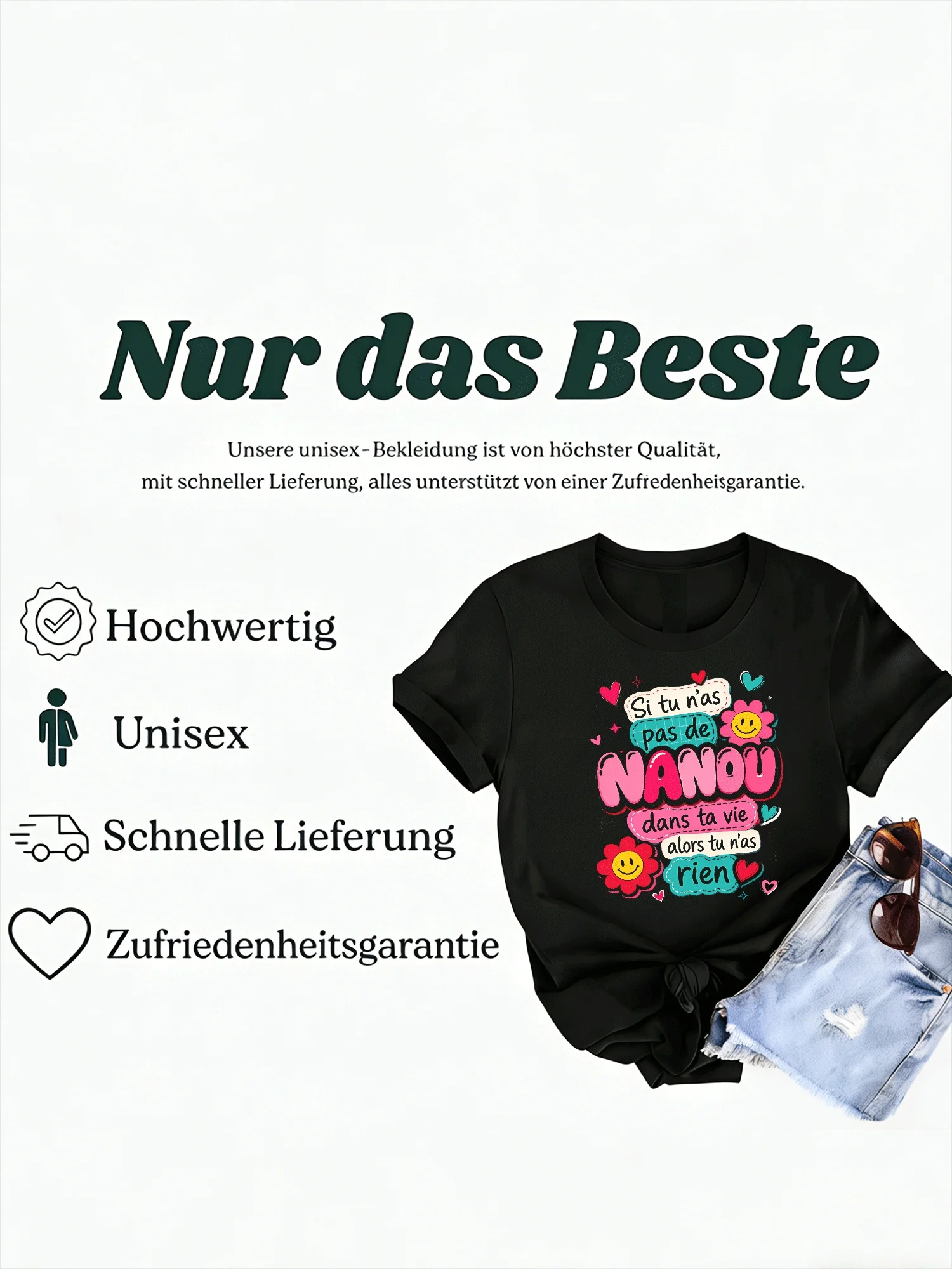 Oversized Y2K Retro T-Shirt for Men & Women with Nanou Quote Heart Sticker Collage - Loose Streetwear Tee Fit for 2000S, Unisex Casual Wear, Machine Washable Transfer Print