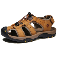 New large size 100% cowhide men's sandals wading outdoor mountaineering men's beach shoes thick sole running casual slippers men