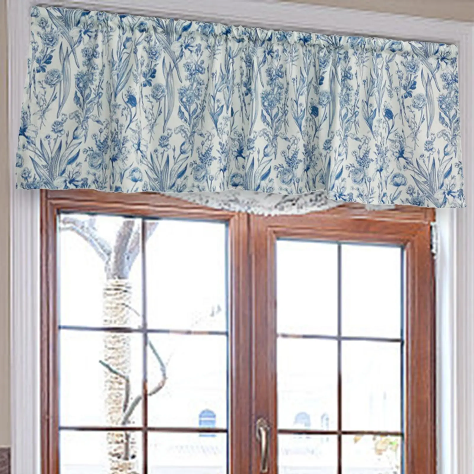 Half Curtain Boho Valances Vintage Rustic Window Screen Drapes Rod Pocket Curtains for Cabinet Home Kitchen Restaurant Decor