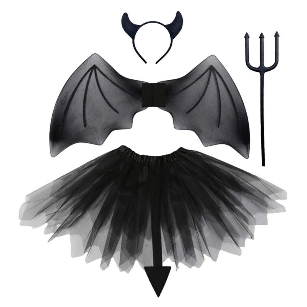 مجموعة أزياء تنكرية بطابع الشيطان، إكسسوارات حفلات الهالوين للأطفال، مجموعة أزياء الشيطان لعصابة الرأس