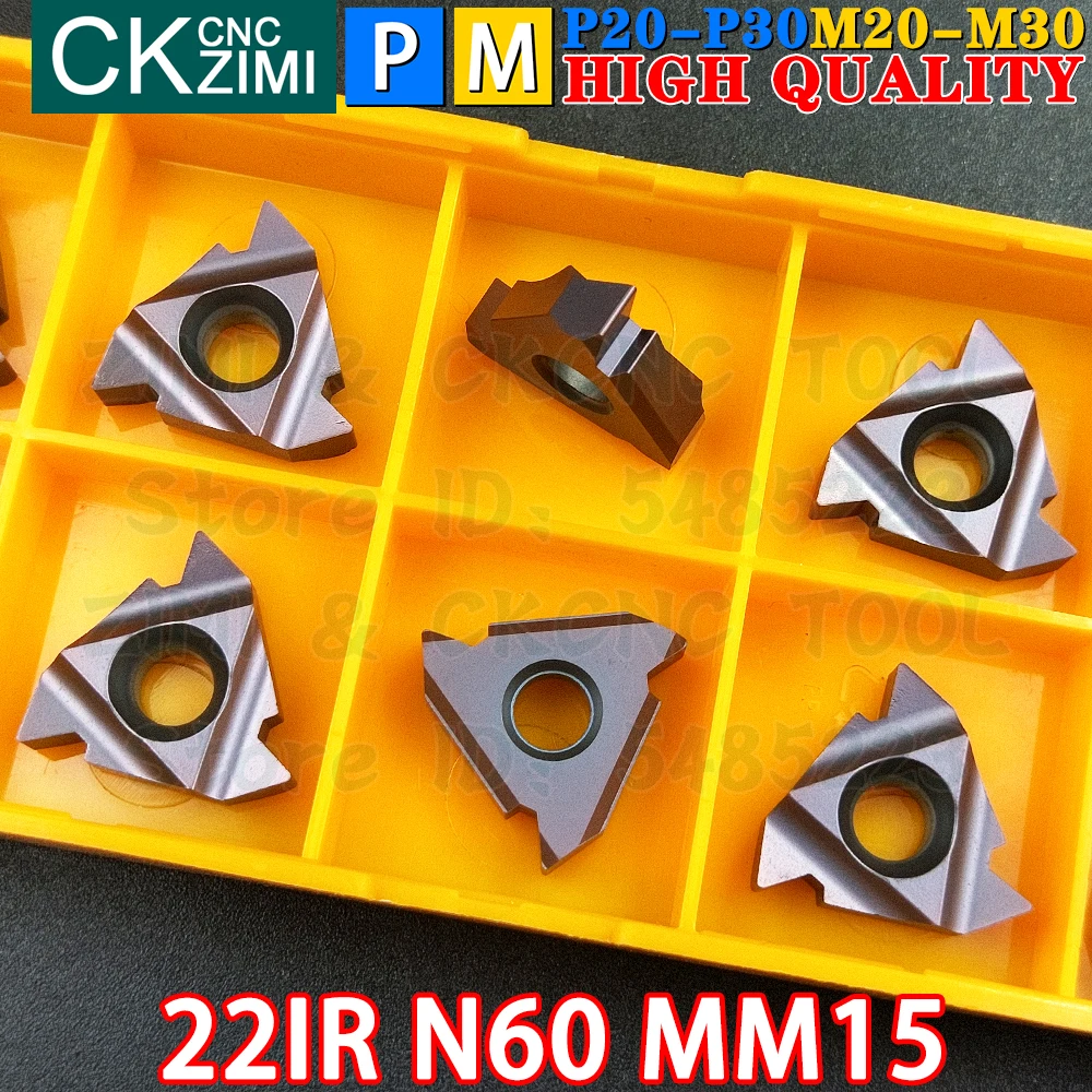 22IR N60 MM15 3.5-5.0 inserti in metallo duro Sinistra destra Inserti filettati filettatura esterna interna Utensili RT22.01N N60P MMT22IR N60 CNC Utensili per tornitura in metallo