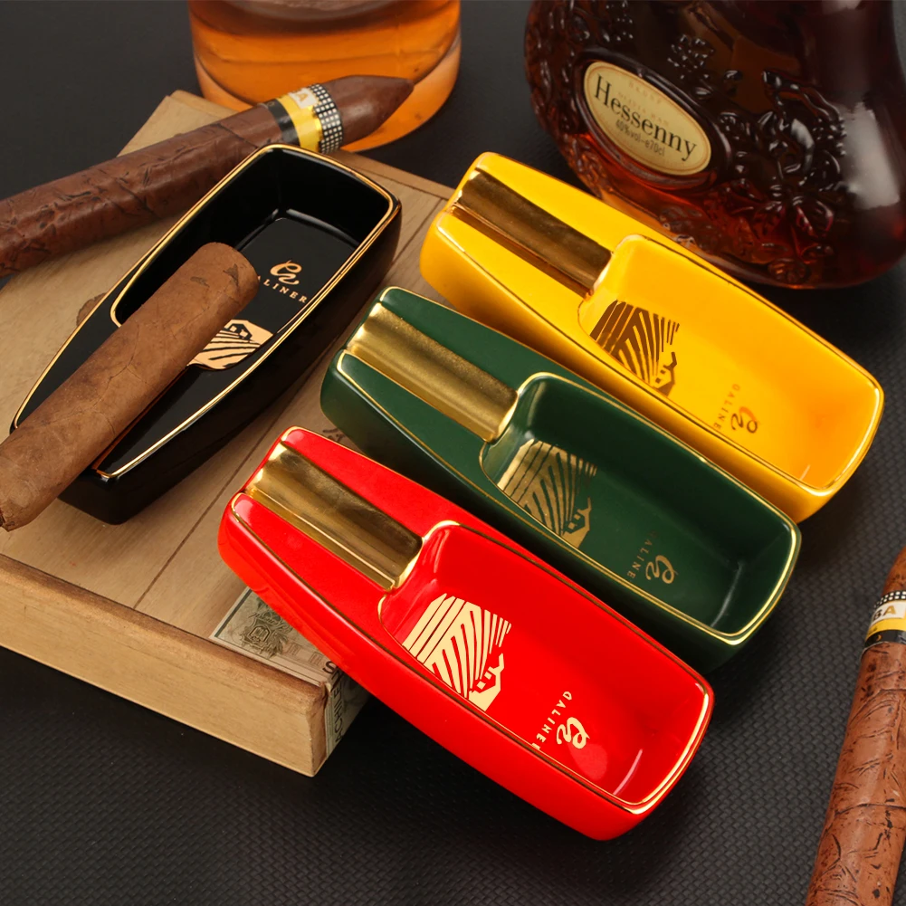 

GALINER Ceramic Ashtray Cigar Holder Home 1 Slot Tube Cigar Ashtrays Smoking Tool