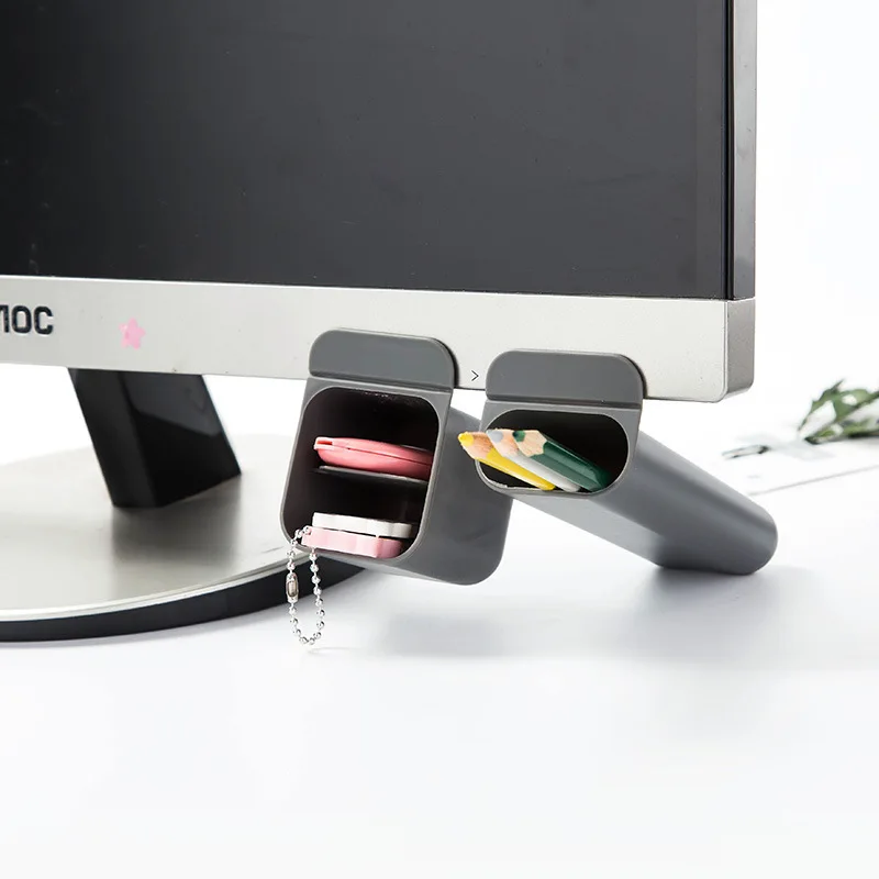 1PC Screen Pen Holder Wall Mounted Desktop Storage Box Desk Pencil Organizer Office Desktop Organizer School Stationery Holders