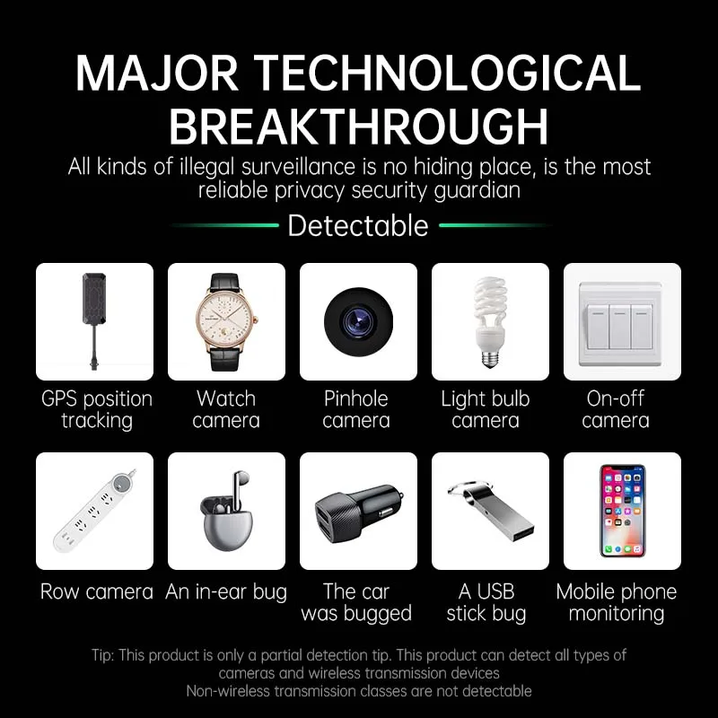 Wireless Anti-Spy Hidden Pinhole Camera Detector T13 Infrared Laser Scanner Anti-Location GPS Detector Finder for Security