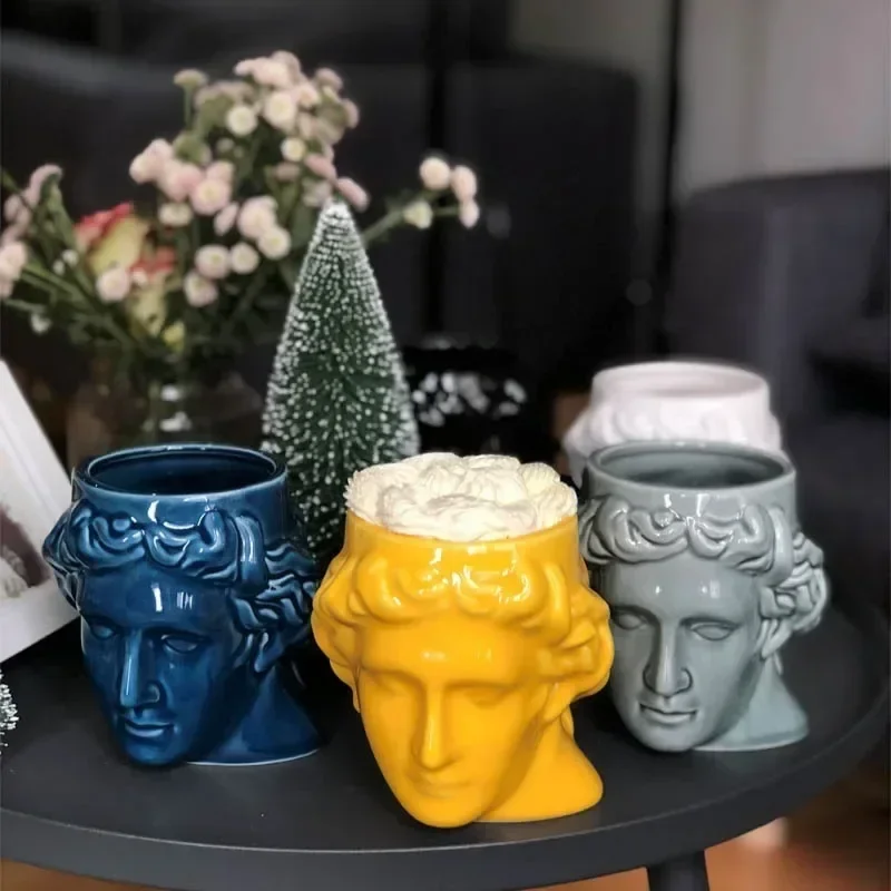 

Large-capacity Ceramic David Head Mug Spain Ancient Greek Apollo Sculpture Cup Office Personalized Coffee Cup Desktop Decoration