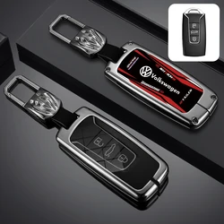 Leather Car Styling Remote Key Case Cover Keychain For VW Volkswagen Touareg 2019 2020 2021 2022 Key Shell Holder Accessories