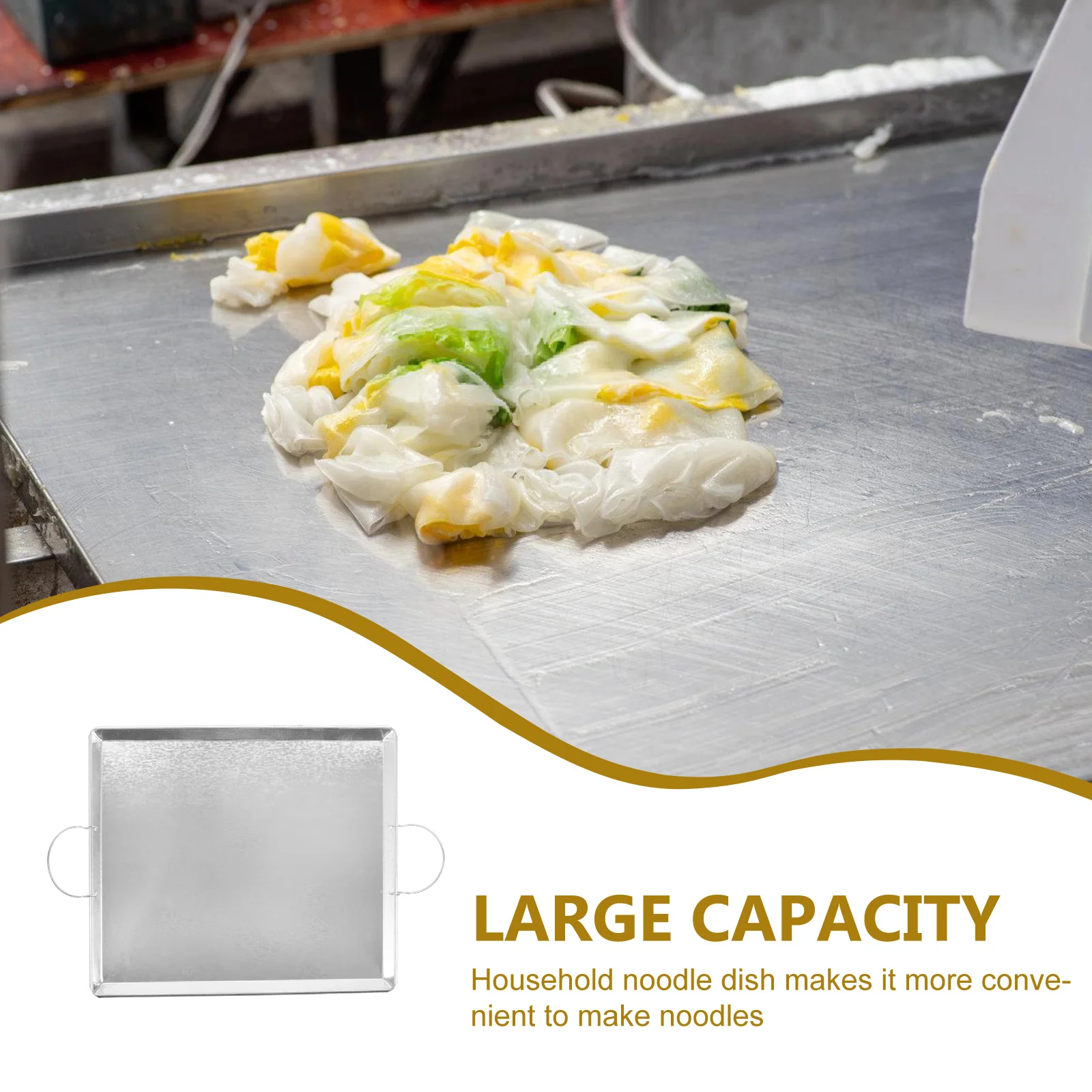 

Iron Steamed Vermicelli Roll Plate Flat Multi-Functional Metal Steam Tray For Kitchen Bbq Party Food Storage Vermicelli