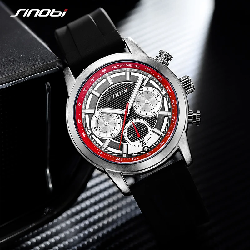 Top Luxury SINOBI Original Design Men\'s Watches Fashion Sports Chronograph Man Quartz Wristwatchs Calender HM Relogio Masculino