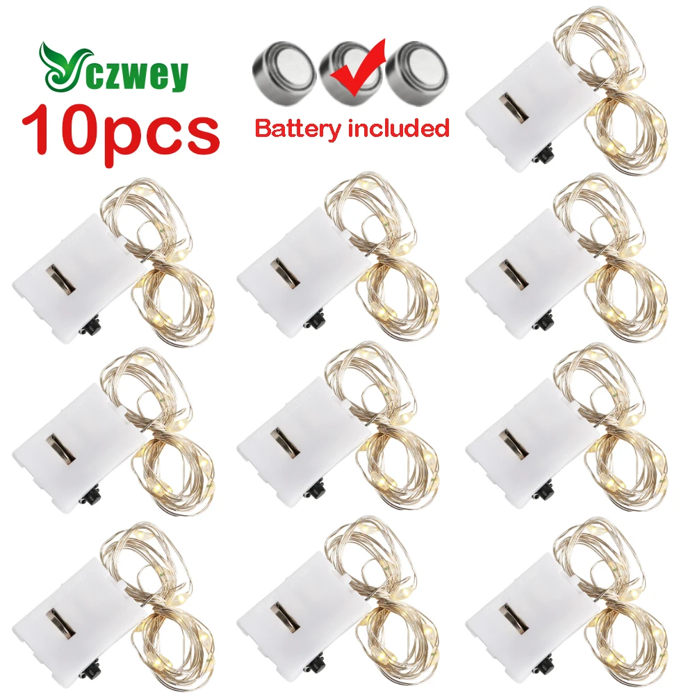 

10pcs 1M 2M LED Fairy String Battery Operated copper wire Lights Smart Flashing Decoration Light Party Holiday Christmas Decor